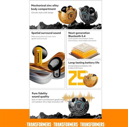 محولات TF-T31 Bluetooth TWS اللاسلكي اللاسلكي مع تصميم القشرة الميكانيكية إلغاء الضوضاء السلبية في الأذن هايفي HD HD Music Music Musics Low Contancy Sports (Black-Megatron) in Saudi Arabia