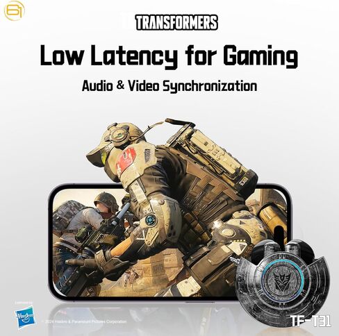 محولات TF-T31 Bluetooth TWS اللاسلكي اللاسلكي مع تصميم القشرة الميكانيكية إلغاء الضوضاء السلبية في الأذن هايفي HD HD Music Music Musics Low Contancy Sports (Black-Megatron) in Saudi Arabia