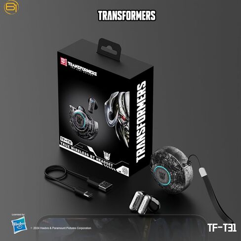 محولات TF-T31 Bluetooth TWS اللاسلكي اللاسلكي مع تصميم القشرة الميكانيكية إلغاء الضوضاء السلبية في الأذن هايفي HD HD Music Music Musics Low Contancy Sports (Black-Megatron) in Saudi Arabia