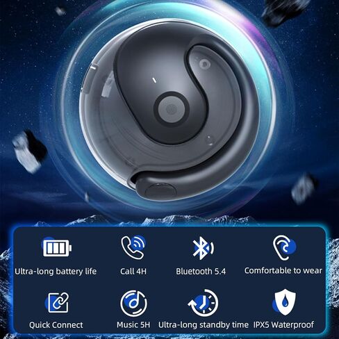 سماعات الأذن اللاسلكية مفتوحة براعم الأذن OWS سماعات رأس Bluetooth خارج سماعة سماعات الرأس المعلقة اللاسلكية الأذن IPX5 مع سماعات أذن للهواء العظمي للرياضة/التمرين/الجري in Saudi Arabia