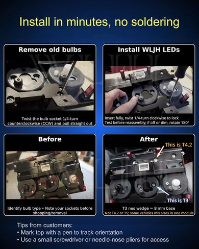WLJH 10x White T3 Neo Wedge Led 3030 SMD Chip 8mm Base Car Dash Instrument على مدار الساعة ضوء فحص المحرك ناقل الحركة HVAC AC سخان التحكم في المناخ مصابيح التبديل إشارة استبدال لمبة in Kuwait
