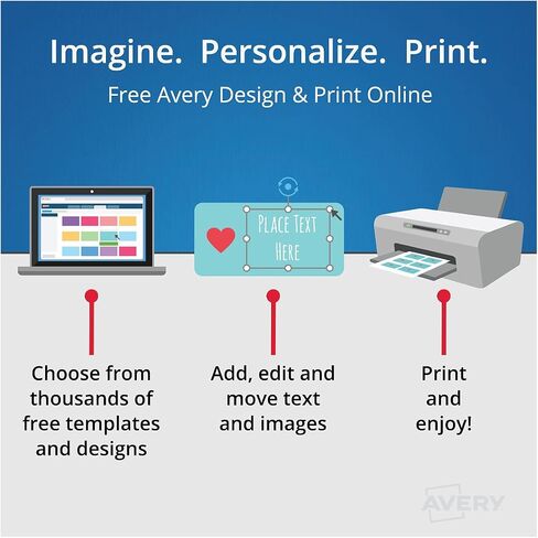 بطاقات عمل مغناطيسية قابلة للطباعة من Avery، 2 × 3.5 بوصة، أبيض غير لامع، 30 بطاقة فارغة للطابعات النافثة للحبر (08374) in Saudi Arabia