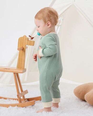 Bafeicao Unisex Baby Boy Girl 2 Pack Rompers Long Sleeve Two Way Zipper Romper One Piece Jumpsuits Clothes Sets in Kuwait