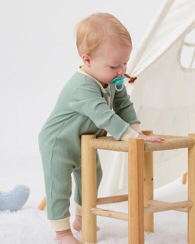 Bafeicao Unisex Baby Boy Girl 2 Pack Rompers Long Sleeve Two Way Zipper Romper One Piece Jumpsuits Clothes Sets in Kuwait