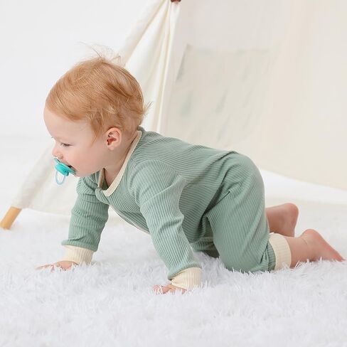 Bafeicao Unisex Baby Boy Girl 2 Pack Rompers Long Sleeve Two Way Zipper Romper One Piece Jumpsuits Clothes Sets in Kuwait