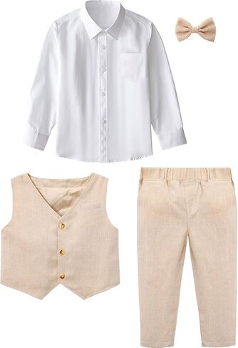 A&J DESIGN 4pcs Baby & Toddler Suit, 12 Months - 5T, Shirt & Pants & Vest & Bow Tie in Kuwait