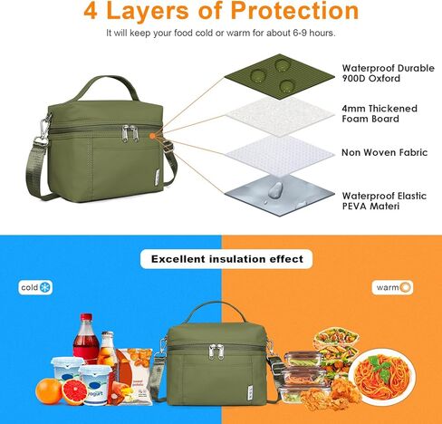 NOL Natural Organic Lifestyle Insulated Lunch Bags for Women Cooler Bag Lightweight Nylon Waterproof Lunch Box For Work in Kuwait