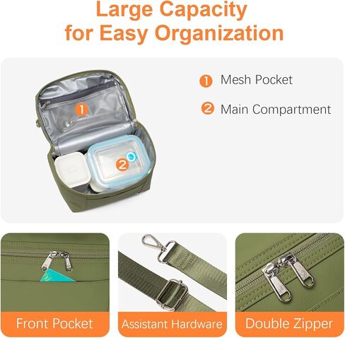 NOL Natural Organic Lifestyle Insulated Lunch Bags for Women Cooler Bag Lightweight Nylon Waterproof Lunch Box For Work in Kuwait