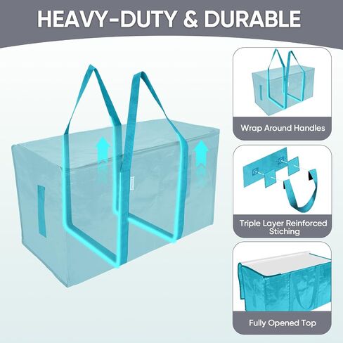 TICONN 2 Pack Extra Large Moving Bags with Zippers & Carrying Handles, Heavy-Duty Storage Tote Moving Boxes for Space Saving in Kuwait