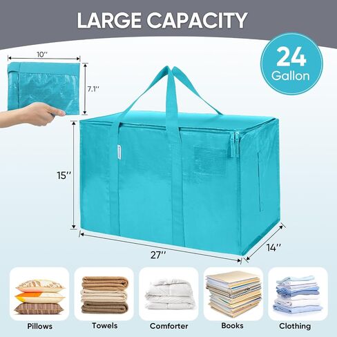 TICONN 2 Pack Extra Large Moving Bags with Zippers & Carrying Handles, Heavy-Duty Storage Tote Moving Boxes for Space Saving in Kuwait