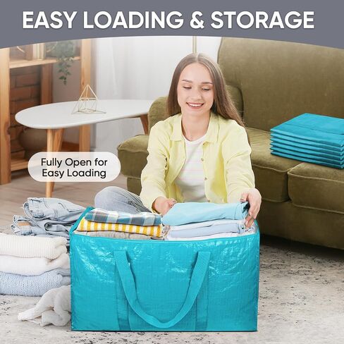 TICONN 2 Pack Extra Large Moving Bags with Zippers & Carrying Handles, Heavy-Duty Storage Tote Moving Boxes for Space Saving in Kuwait