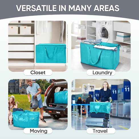 TICONN 2 Pack Extra Large Moving Bags with Zippers & Carrying Handles, Heavy-Duty Storage Tote Moving Boxes for Space Saving in Kuwait