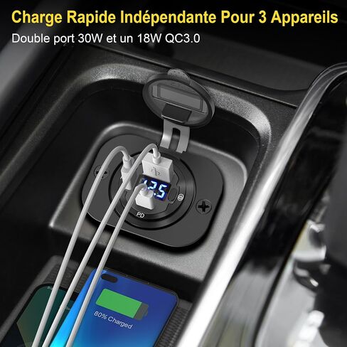 12 Volt USB Outlet: Qidoe 12V USB Outlet USB Car Port Aluminum 30W PPS PD 3.0 Motorcycle USB Charger Waterproof USB Port Dual QC3.0 USB Socket with Switch 12V/ 24V Vehicle Marine Boat RV Accessories in Saudi Arabia