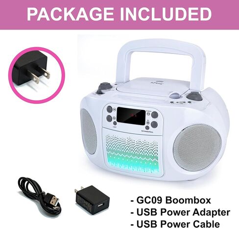 hPlay GC09 Kids Boombox, Top Loading CD Player, Bluetooth connectivity for Smartphones, Effortless AUX, USB, Radio and MP3 connectivity, Sing Along Function (Microphone not Included), Pink in Saudi Arabia