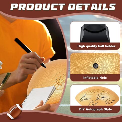 8 Pcs Autograph Football Set Size 9 Size 3 Size 1 Football with 8 Acrylic Stand 2 Panel Blank Signature Football for Trophy High School College Coach Gift Anniversary Birthday Graduation in Saudi Arabia
