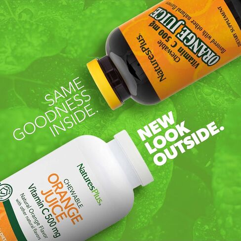 عصير برتقال NaturesPlus فيتامين C 500 ملغ - 180 قرص قابل للمضغ، عبوة من 2 - يعزز صحة المناعة المثلى - لطيف على معدتك - نباتي، خالي من الغلوتين - 360 وجبة إجمالية in Saudi Arabia