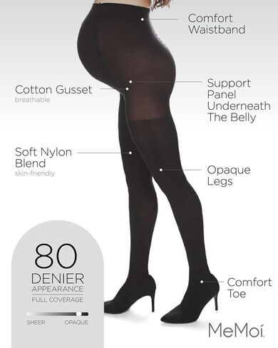 MeMoi Women's Maternity 80 Denier Opaque Support Comfort Tights in Kuwait