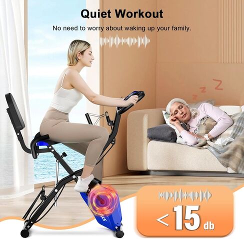 دراجة تمارين ثابتة 4 في 1 قابلة للطي للمنزل مع مستشعر نبض و16 مستوى مغناطيسي قابل للتعديل، دراجة استقامية للتمارين الرياضية مع حزام مقاومة للذراع والساق لكبار السن من ووتور in Kuwait