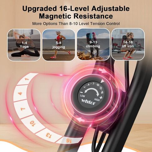 دراجة تمارين ثابتة 4 في 1 قابلة للطي للمنزل مع مستشعر نبض و16 مستوى مغناطيسي قابل للتعديل، دراجة استقامية للتمارين الرياضية مع حزام مقاومة للذراع والساق لكبار السن من ووتور in Kuwait