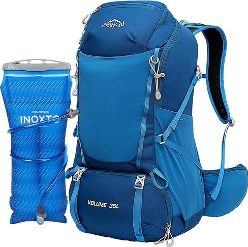 INOXTO 40L Hiking Backpack, Camping Backpack with Waterproof Rain Cover for Men, Outdoor Sport Travel Daypack for Climbing (065 Black) in Kuwait