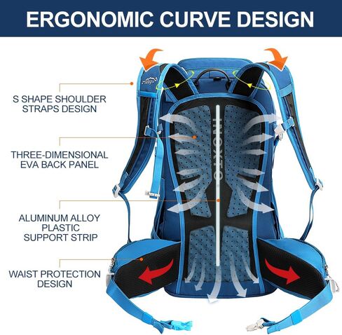 INOXTO 40L Hiking Backpack, Camping Backpack with Waterproof Rain Cover for Men, Outdoor Sport Travel Daypack for Climbing (065 Black) in Kuwait