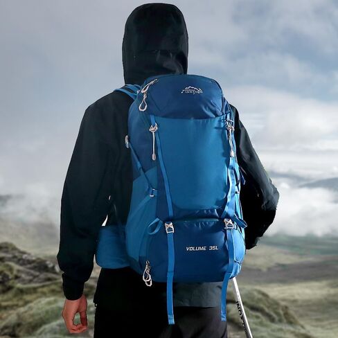 INOXTO 40L Hiking Backpack, Camping Backpack with Waterproof Rain Cover for Men, Outdoor Sport Travel Daypack for Climbing (065 Black) in Kuwait