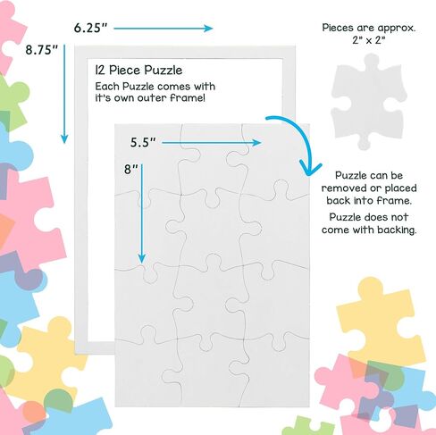8 Blank Jigsaw Puzzles with Envelopes – 5.5 x 8 Inch, 28 Pieces Each – DYI Party invites, Perfect for Decorating, Kids' Activities, Arts & Crafts or Party Favors in Kuwait