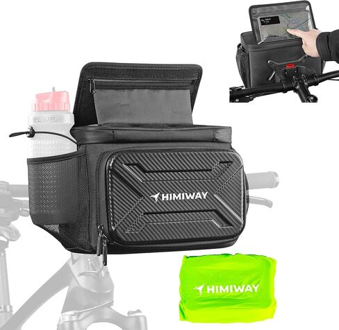 Himiway Bike Handlebar Bag with Foldable TPU Phone Holder 6.0-7.0" Waterproof Bicycle Front Handlebar Bag 4.6L Bike Bag with Bottle Mesh Bag Multifunctional Handlebar Bags with Quick Release Design in Saudi Arabia
