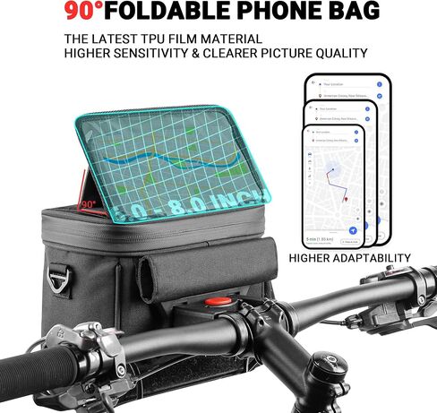 Himiway Bike Handlebar Bag with Foldable TPU Phone Holder 6.0-7.0" Waterproof Bicycle Front Handlebar Bag 4.6L Bike Bag with Bottle Mesh Bag Multifunctional Handlebar Bags with Quick Release Design in Saudi Arabia