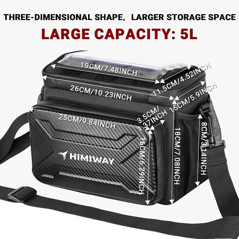 Himiway Bike Handlebar Bag with Foldable TPU Phone Holder 6.0-7.0" Waterproof Bicycle Front Handlebar Bag 4.6L Bike Bag with Bottle Mesh Bag Multifunctional Handlebar Bags with Quick Release Design in Saudi Arabia