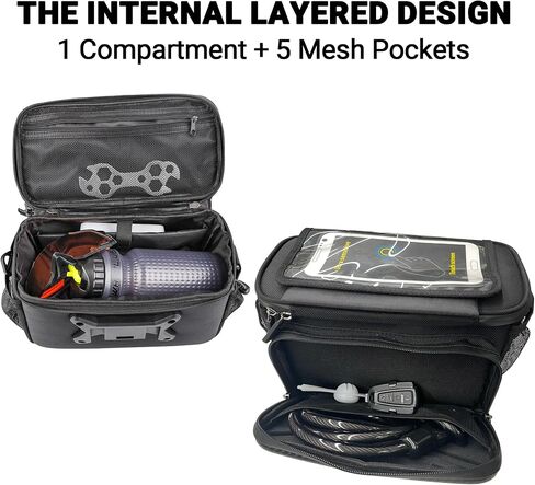 Himiway Bike Handlebar Bag with Foldable TPU Phone Holder 6.0-7.0" Waterproof Bicycle Front Handlebar Bag 4.6L Bike Bag with Bottle Mesh Bag Multifunctional Handlebar Bags with Quick Release Design in Saudi Arabia