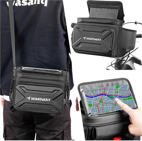 Himiway Bike Handlebar Bag with Foldable TPU Phone Holder 6.0-7.0" Waterproof Bicycle Front Handlebar Bag 4.6L Bike Bag with Bottle Mesh Bag Multifunctional Handlebar Bags with Quick Release Design in Saudi Arabia