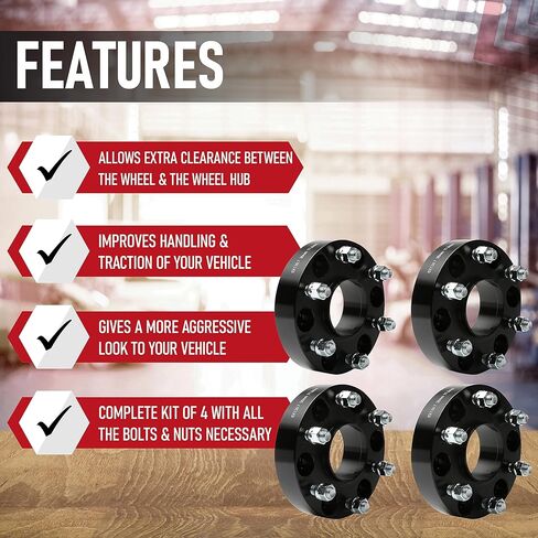 Hubcentric Wheel Spacer Set of 4 Black - 5 Lug 1.5 inches 38mm Real Forged 5x5.5 - Compatible with Chrysler, Dodge Ram 1500 2002-2011, Aspen, Dakota, Durango, 5x139.7mm, 77.8mm Bore, 9/16-18 Studs in Kuwait