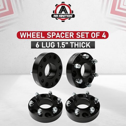 Hubcentric Wheel Spacer Set of 4 Black - 5 Lug 1.5 inches 38mm Real Forged 5x5.5 - Compatible with Chrysler, Dodge Ram 1500 2002-2011, Aspen, Dakota, Durango, 5x139.7mm, 77.8mm Bore, 9/16-18 Studs in Kuwait