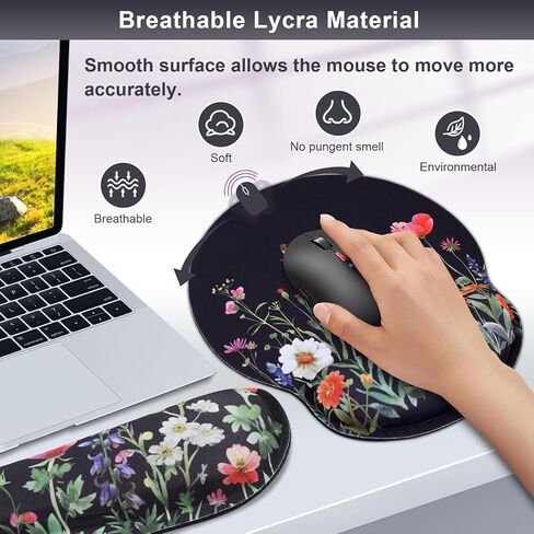 وسادة ماوس مريحة ومسند للمعصم للوحة المفاتيح، وسادة ماوس بزهور بيضاء مع مجموعة مسند للمعصم، وسادة ماوس من إسفنج الذاكرة على شكل زهور مع دعم للمعصم ولوحة لوحة مفاتيح للنساء، المكتب، الألعاب، الكمبيوتر in Kuwait