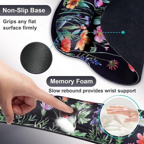 وسادة ماوس مريحة ومسند للمعصم للوحة المفاتيح، وسادة ماوس بزهور بيضاء مع مجموعة مسند للمعصم، وسادة ماوس من إسفنج الذاكرة على شكل زهور مع دعم للمعصم ولوحة لوحة مفاتيح للنساء، المكتب، الألعاب، الكمبيوتر in Kuwait