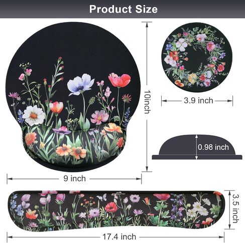 وسادة ماوس مريحة ومسند للمعصم للوحة المفاتيح، وسادة ماوس بزهور بيضاء مع مجموعة مسند للمعصم، وسادة ماوس من إسفنج الذاكرة على شكل زهور مع دعم للمعصم ولوحة لوحة مفاتيح للنساء، المكتب، الألعاب، الكمبيوتر in Kuwait