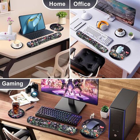 وسادة ماوس مريحة ومسند للمعصم للوحة المفاتيح، وسادة ماوس بزهور بيضاء مع مجموعة مسند للمعصم، وسادة ماوس من إسفنج الذاكرة على شكل زهور مع دعم للمعصم ولوحة لوحة مفاتيح للنساء، المكتب، الألعاب، الكمبيوتر in Kuwait