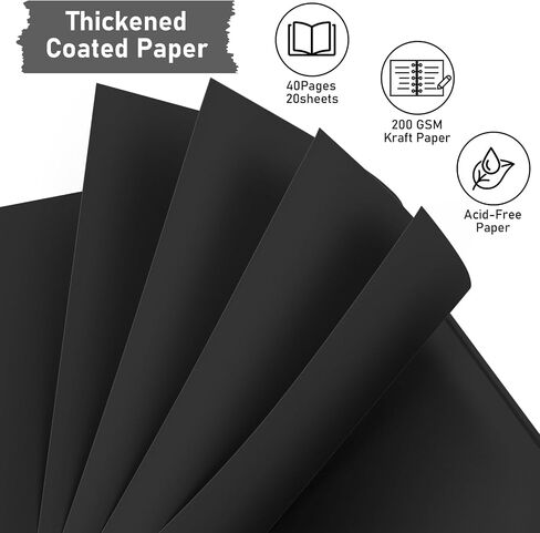 Gotideal 80 Pages Scrapbook Album with 10 Metallic Markers, Black in Kuwait