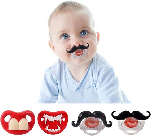 YAPROMO Funny Pacifiers for Babies,Mustache Pacifier 0-6-18 Months,Halloween Pacifiers for Toddlers, Funny Teeth Pacifier for Boys and Girls in Saudi Arabia