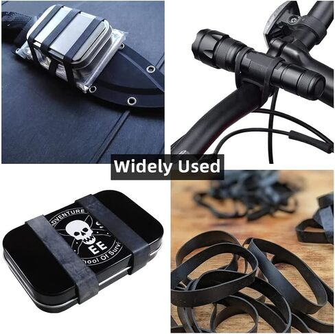 #94 Tactical rubber band black - 25P Heavy Duty UV Heat Cold Resistant Thick Strong Elastic Outdoor Hiking Backpacking Survival Camping Biking Fixed Item in Saudi Arabia