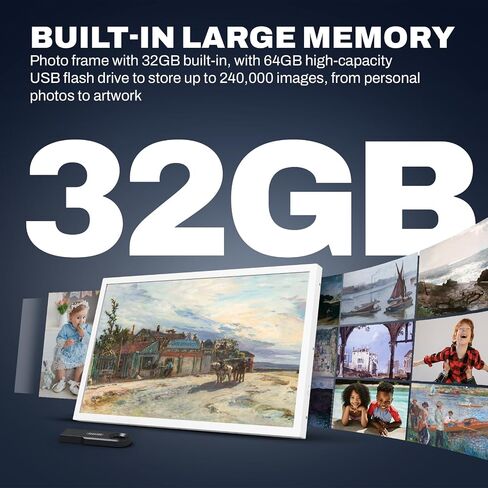 8 Inch WiFi Digital Picture Frame, Arktronic IPS Touch Screen Smart Cloud Photo Frame with 32GB Storage, Wall Mountable, Auto-Rotate, Motion Sensor, Share Photos via App/Email in Saudi Arabia