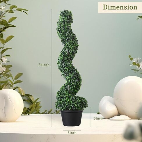 39 inchBoxwood Artificial Cedar Spiral Topiary Trees – Decorative Fake Greenery in Planter Pots for Front Porch, Outdoor Walkway, Entryway Decorating, Set of 2 in Saudi Arabia