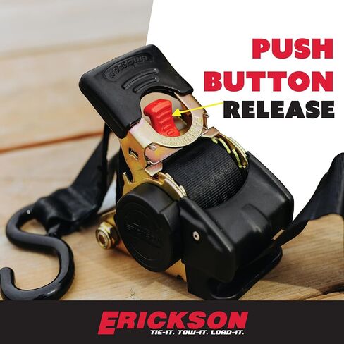 Erickson 34415 Pro Series Black Retractable Ratcheting Tie-Down Strap (Pack of 2, 1" x 10') in Kuwait