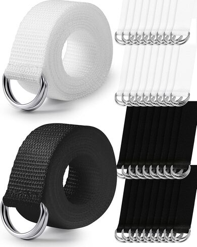 Jecery 20 Pcs Black and White Football Belt 52 Inches Flag Football Belt D Ring Web Fabric Belt Silver Buckle for Sport Matches Training Games Youth Men Women Boys Kids Girls in Kuwait
