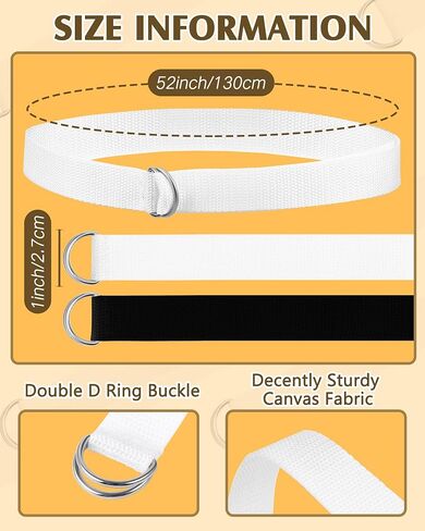 Jecery 20 Pcs Black and White Football Belt 52 Inches Flag Football Belt D Ring Web Fabric Belt Silver Buckle for Sport Matches Training Games Youth Men Women Boys Kids Girls in Kuwait