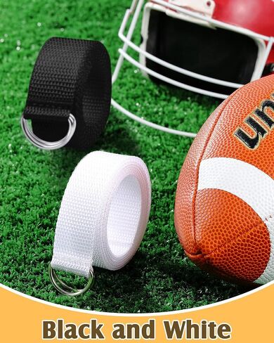Jecery 20 Pcs Black and White Football Belt 52 Inches Flag Football Belt D Ring Web Fabric Belt Silver Buckle for Sport Matches Training Games Youth Men Women Boys Kids Girls in Kuwait