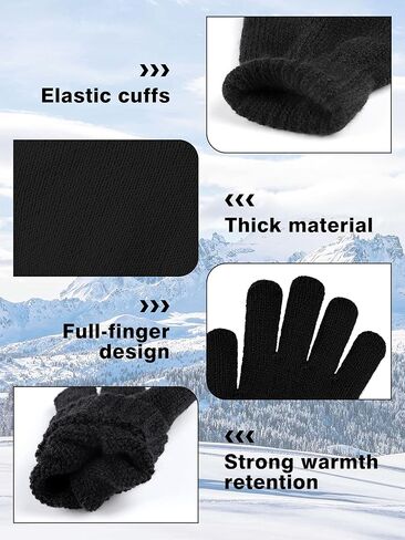 Cooraby 3 Pairs Kid's Winter Gloves Thick Cashmere Warm Knitted Gloves Children Cold Weather Gloves in Kuwait