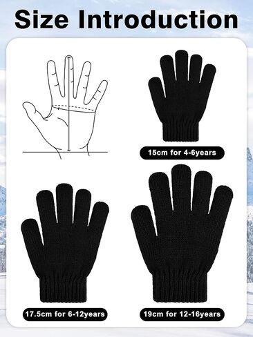 Cooraby 3 Pairs Kid's Winter Gloves Thick Cashmere Warm Knitted Gloves Children Cold Weather Gloves in Kuwait