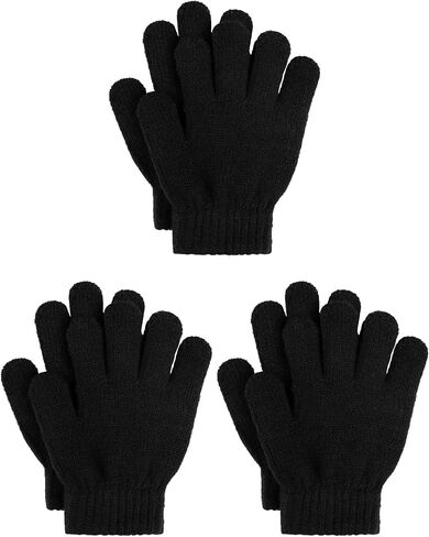 Cooraby 3 Pairs Kid's Winter Gloves Thick Cashmere Warm Knitted Gloves Children Cold Weather Gloves in Kuwait